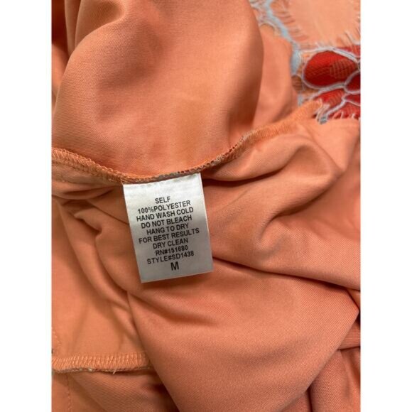 Storia Melody Floral Embroidered Cap Sleeve Empire Sheath Dress Pink Blue Size M - Picture 9 of 10